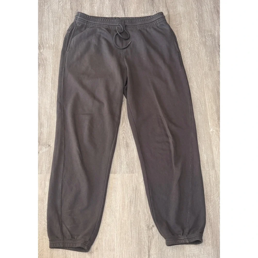 Aerie Womens Charcoal Gray Fleece Jogger Sweatpants Size M Drawstring Pockets - Picture 1 of 4